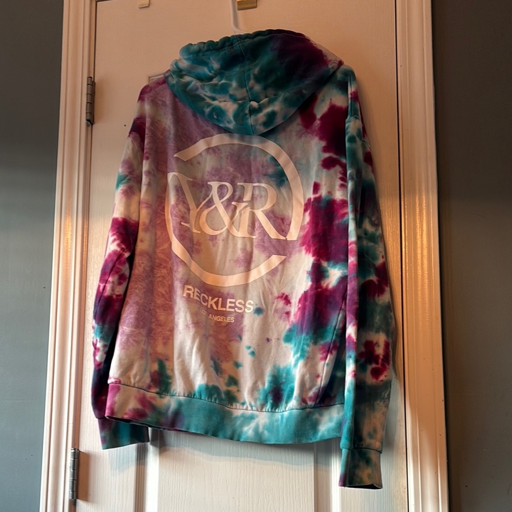 Young & Reckless Tie-Dye Hoodie Unisex Large Gently Used - Picture 4 of 4